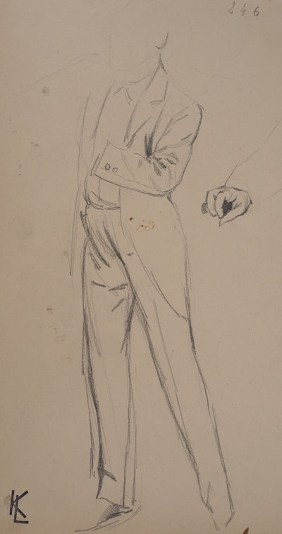 Léopold Franz KOWALSKI : Homme en smoking, c, Dessin original (photo de détail 2) - Crédit photo : Galerie Art.Paris