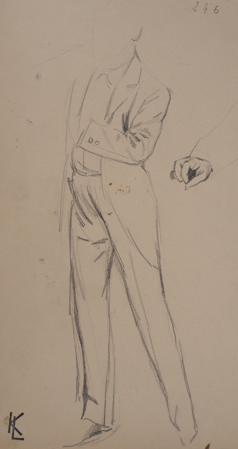 Léopold Franz KOWALSKI : Homme en smoking, c, Dessin original (photo de détail 2) - Crédit photo : Galerie Art.Paris