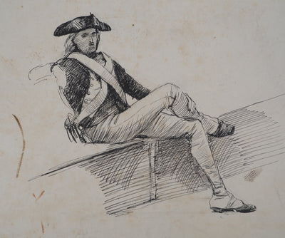 Léopold Franz KOWALSKI : Deux soldats assis, c, Dessin original (photo de détail 4) - Crédit photo : Galerie Art.Paris