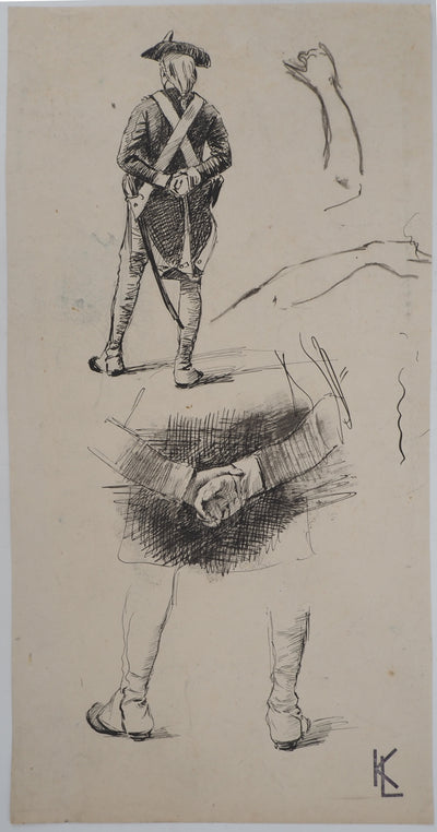 Léopold Franz KOWALSKI : Un soldat de dos, c, Dessin original (vue générale) - Crédit photo : Galerie Art.Paris