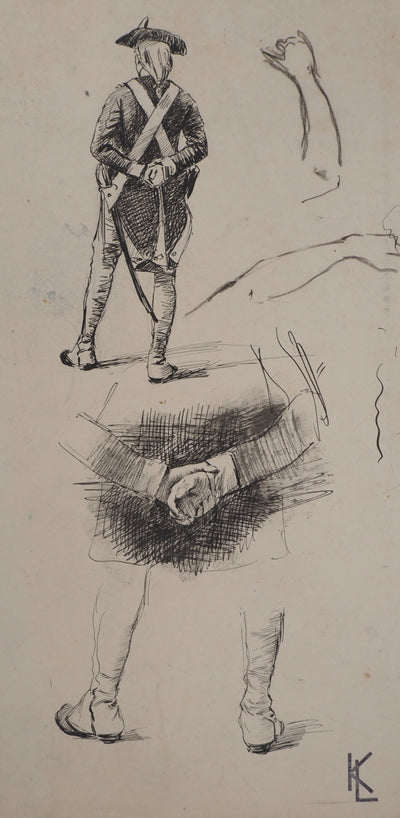 Léopold Franz KOWALSKI : Un soldat de dos, c, Dessin original (photo de détail 2) - Crédit photo : Galerie Art.Paris