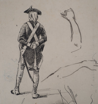 Léopold Franz KOWALSKI : Un soldat de dos, c, Dessin original (photo de détail 3) - Crédit photo : Galerie Art.Paris