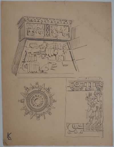 Léopold Franz KOWALSKI : Etude de la culture amérindienne, c, Dessin original (vue générale) - Crédit photo : Galerie Art.Paris