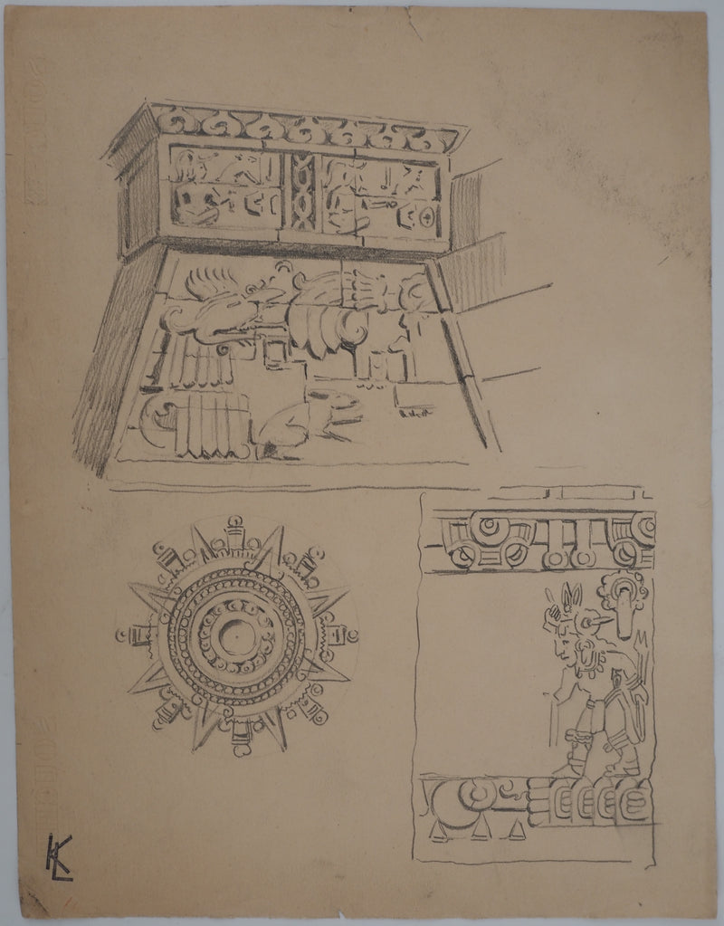 Léopold Franz KOWALSKI : Etude de la culture amérindienne, c, Dessin original (vue générale) - Crédit photo : Galerie Art.Paris