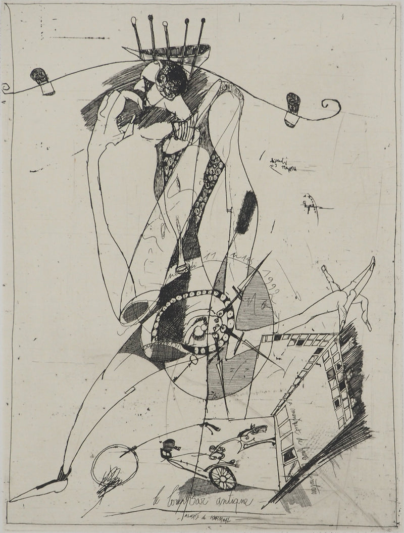 Alexis DE KERMOAL : Monsieur le comte Mégot de Allumette, Gravure originale (photo de détail 3) - Crédit photo : Galerie Art.Paris