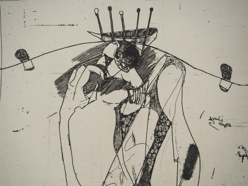 Alexis DE KERMOAL : Monsieur le comte Mégot de Allumette, Gravure originale (photo de détail 4) - Crédit photo : Galerie Art.Paris