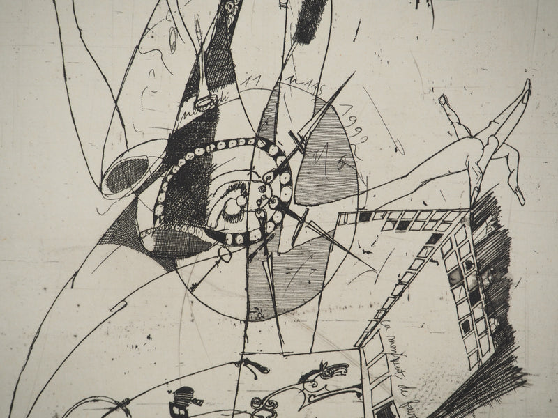 Alexis DE KERMOAL : Monsieur le comte Mégot de Allumette, Gravure originale (photo de détail 5) - Crédit photo : Galerie Art.Paris