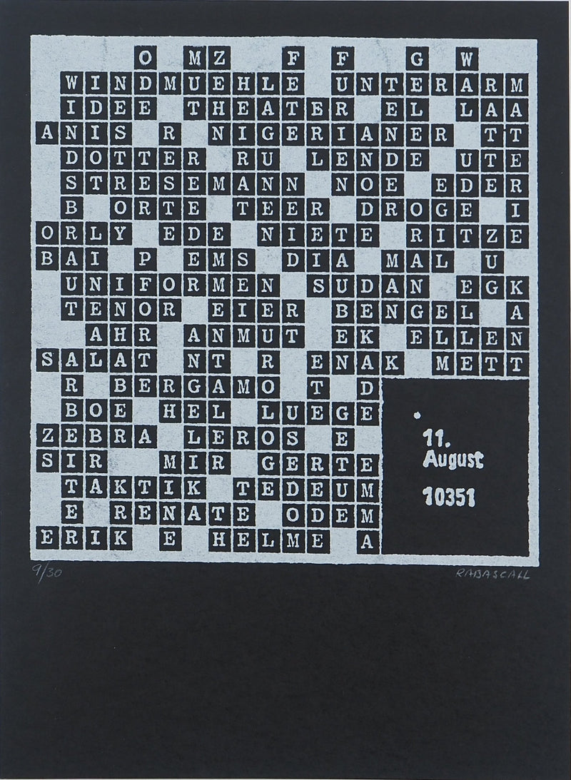 Joan RABASCALL : Mots croisés, Lithographie originale (vue générale) - Crédit photo : Galerie Art.Paris