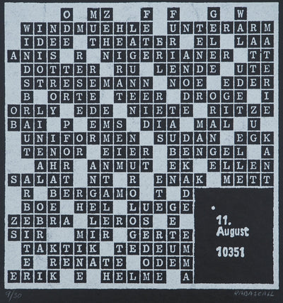 Joan RABASCALL : Mots croisés, Lithographie originale (photo de détail 3) - Crédit photo : Galerie Art.Paris