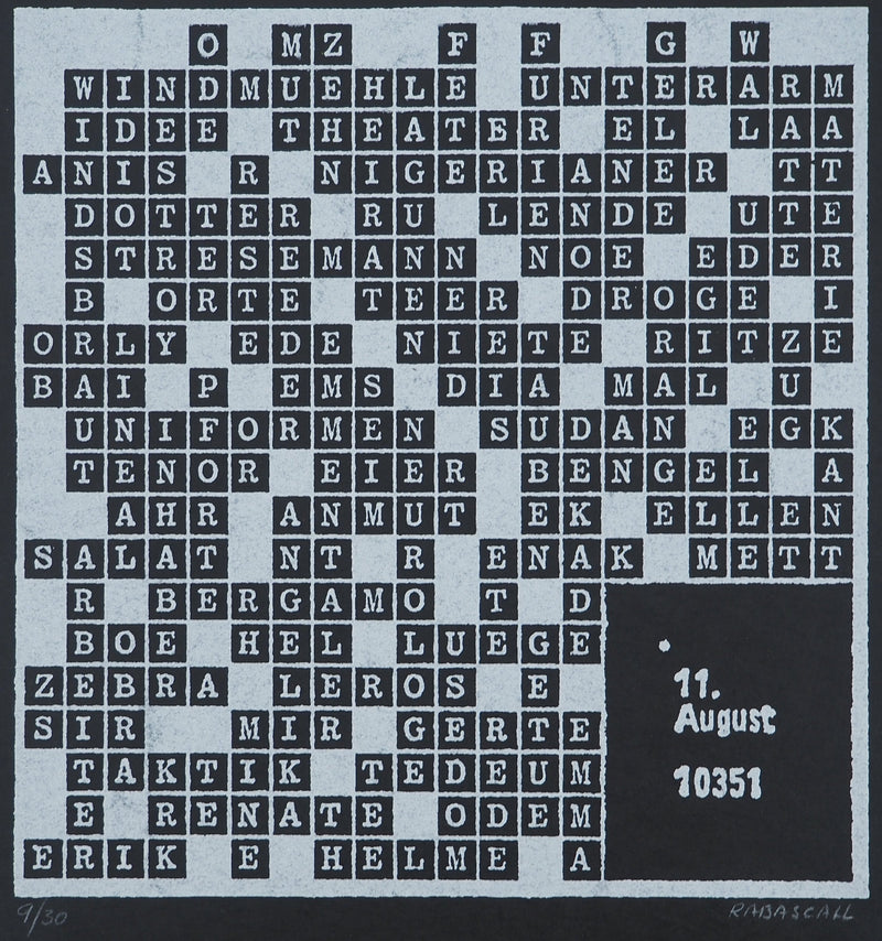 Joan RABASCALL : Mots croisés, Lithographie originale (photo de détail 3) - Crédit photo : Galerie Art.Paris