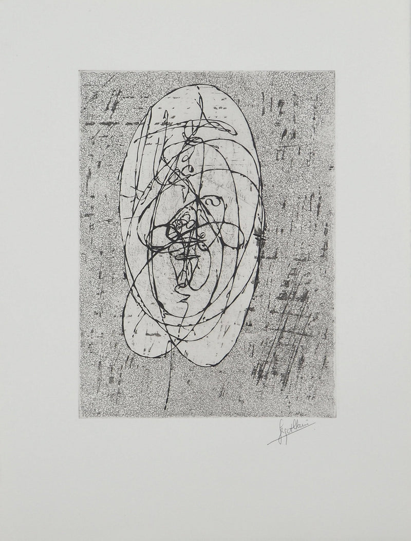 Serge ALLAIN : Composition abstraite, Gravure originale (vue générale) - Crédit photo : Galerie Art.Paris