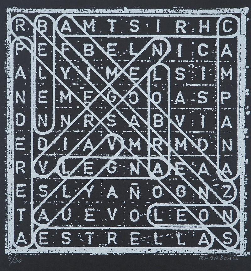 Joan RABASCALL : Mots mêlés, Lithographie originale (photo de détail 3) - Crédit photo : Galerie Art.Paris