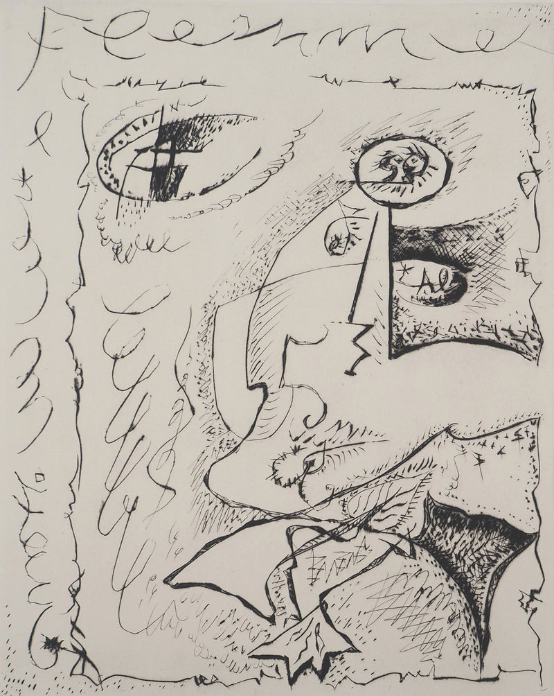 André MASSON : Le baiser, Gravure originale (photo de détail 3) - Crédit photo : Galerie Art.Paris