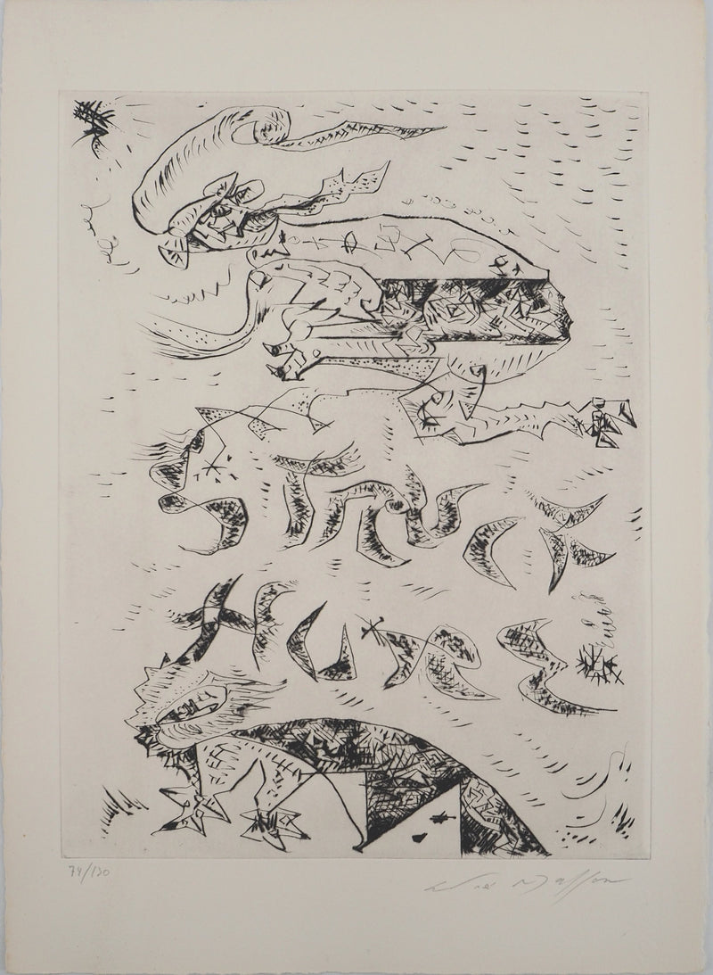 André MASSON : Figure en mouvement, Gravure originale (vue générale) - Crédit photo : Galerie Art.Paris