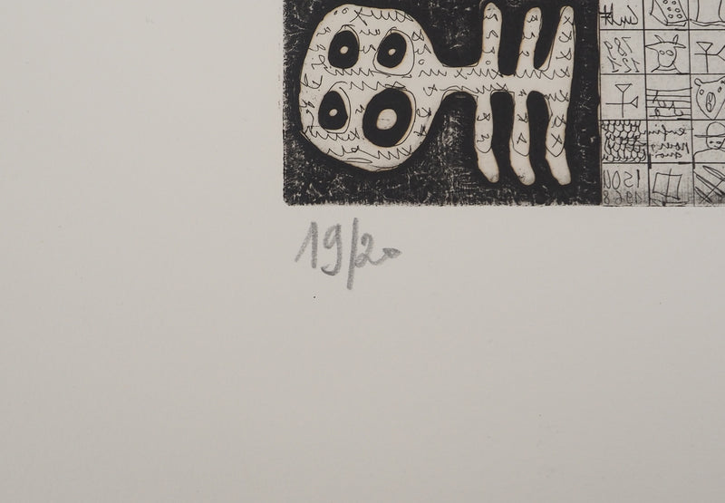 Isidore ISOU : Isidore ISOU (1925-2007), Gravure originale (photo de détail 5) - Crédit photo : Galerie Art.Paris
