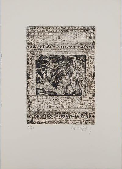 Isidore ISOU : Isidore ISOU (1925-2007), Gravure originale (vue générale) - Crédit photo : Galerie Art.Paris