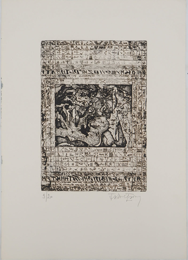 Isidore ISOU : Isidore ISOU (1925-2007), Gravure originale (vue générale) - Crédit photo : Galerie Art.Paris