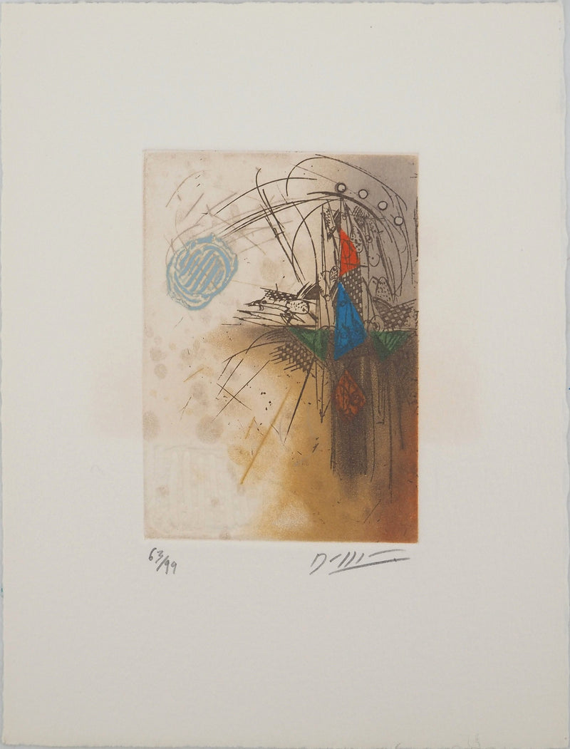 Georges DUSSAU : Composition aux triangles, Gravure originale (vue générale) - Crédit photo : Galerie Art.Paris