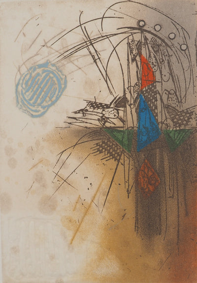 Georges DUSSAU : Composition aux triangles, Gravure originale (photo de détail 3) - Crédit photo : Galerie Art.Paris