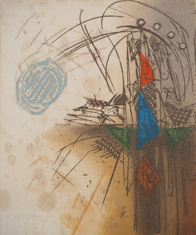 Georges DUSSAU : Composition aux triangles, Gravure originale (photo de détail 4) - Crédit photo : Galerie Art.Paris
