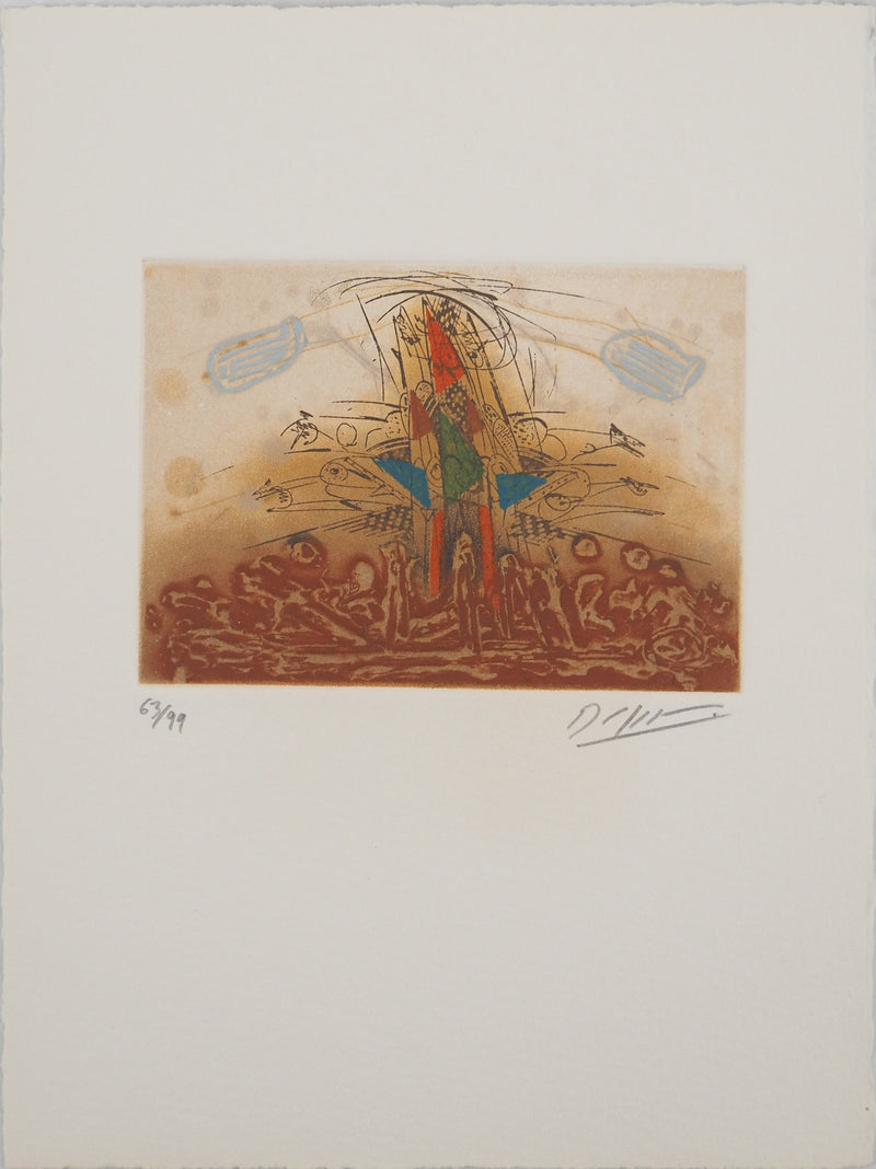 Georges DUSSAU : Composition aux triangles, Gravure originale (vue générale) - Crédit photo : Galerie Art.Paris