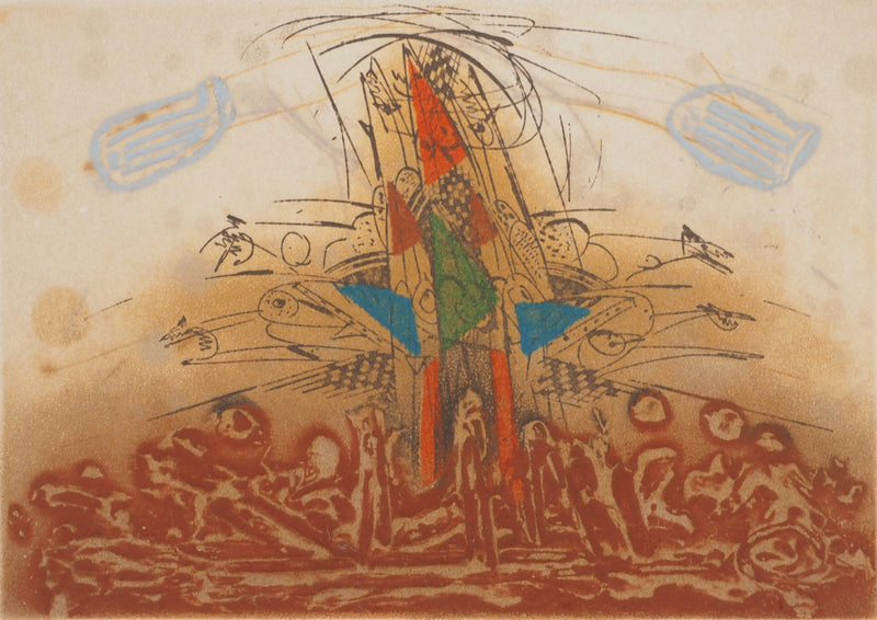 Georges DUSSAU : Composition aux triangles, Gravure originale (photo de détail 3) - Crédit photo : Galerie Art.Paris