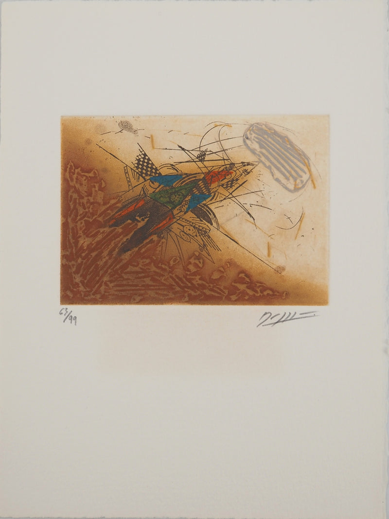 Georges DUSSAU : Fusée abstraite, Gravure originale (vue générale) - Crédit photo : Galerie Art.Paris