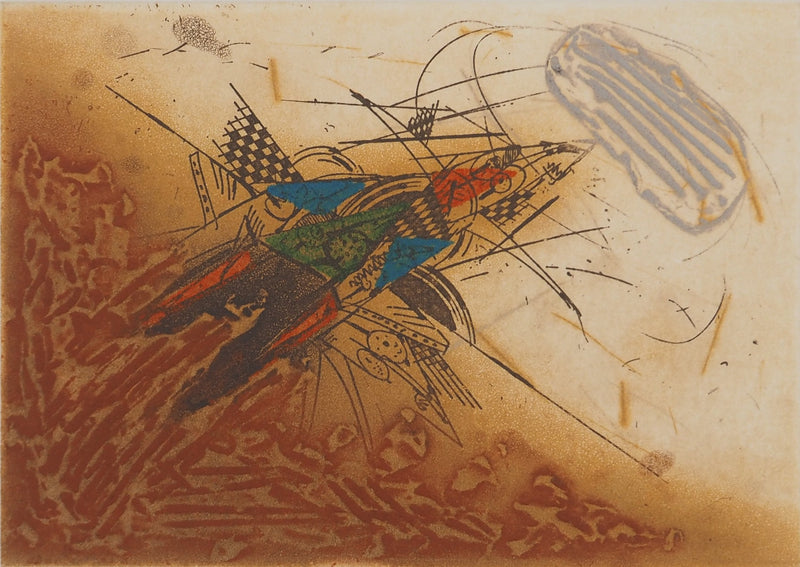 Georges DUSSAU : Fusée abstraite, Gravure originale (photo de détail 3) - Crédit photo : Galerie Art.Paris