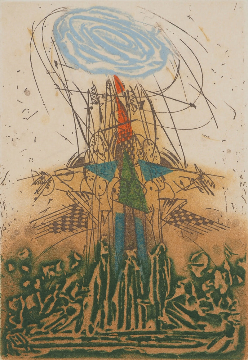 Georges DUSSAU : Composition en mouvement, Gravure originale (photo de détail 3) - Crédit photo : Galerie Art.Paris