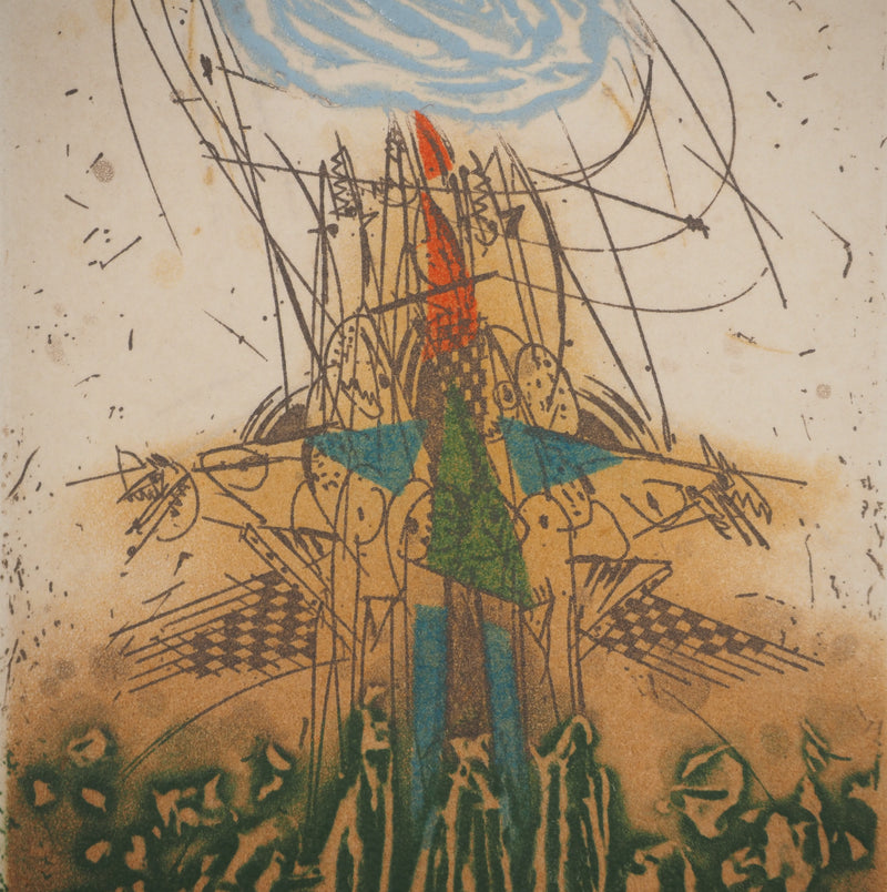 Georges DUSSAU : Composition en mouvement, Gravure originale (photo de détail 4) - Crédit photo : Galerie Art.Paris