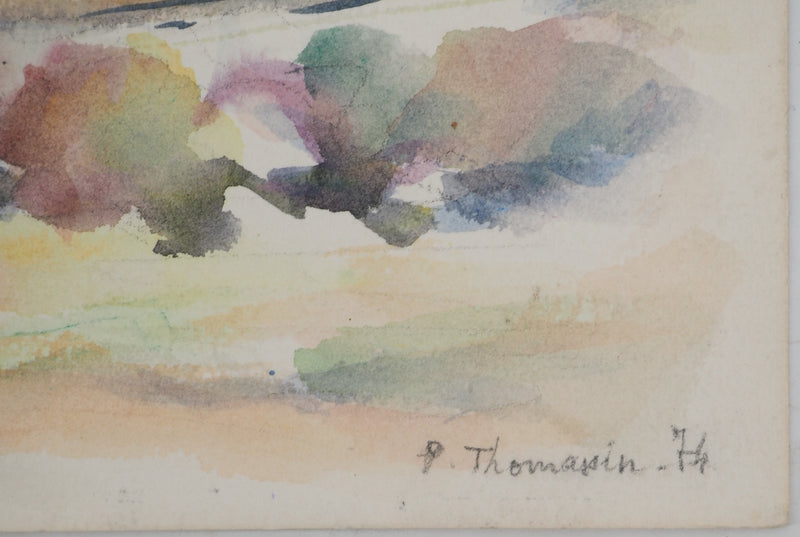 Paul THOMASSIN : Village français, Aquarelle originale (photo de détail 2) - Crédit photo : Galerie Art.Paris