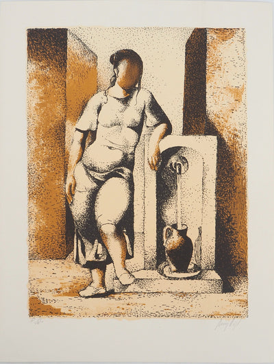 Manolo RUIZ PIPO : Jeune fille à la fontaine, Lithographie originale (vue générale) - Crédit photo : Galerie Art.Paris
