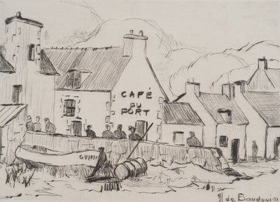 Erling Longva VALTYRSON : Le café du port, Gravure originale (photo de détail 4) - Crédit photo : Galerie Art.Paris