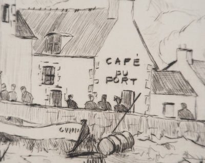Erling Longva VALTYRSON : Le café du port, Gravure originale (photo de détail 5) - Crédit photo : Galerie Art.Paris