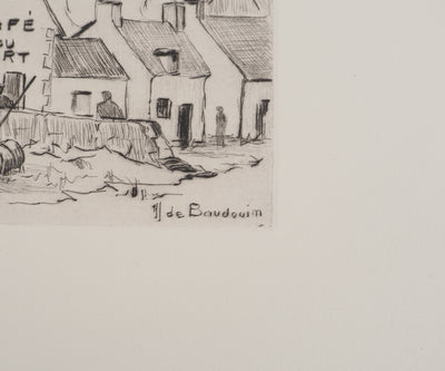 Erling Longva VALTYRSON : Le café du port, Gravure originale (photo de détail 2) - Crédit photo : Galerie Art.Paris