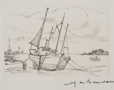 Erling Longva VALTYRSON : L'amarrage, Gravure originale (photo de détail 3) - Crédit photo : Galerie Art.Paris