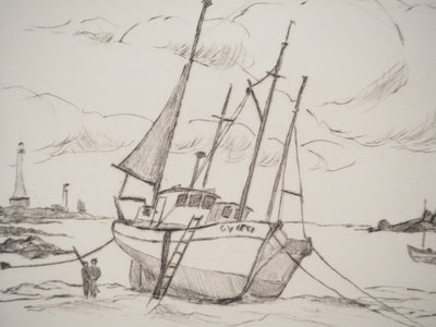Erling Longva VALTYRSON : L'amarrage, Gravure originale (photo de détail 4) - Crédit photo : Galerie Art.Paris