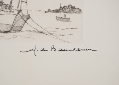 Erling Longva VALTYRSON : L'amarrage, Gravure originale (photo de détail 2) - Crédit photo : Galerie Art.Paris