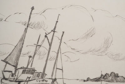 Erling Longva VALTYRSON : L'amarrage, Gravure originale (photo de détail 5) - Crédit photo : Galerie Art.Paris