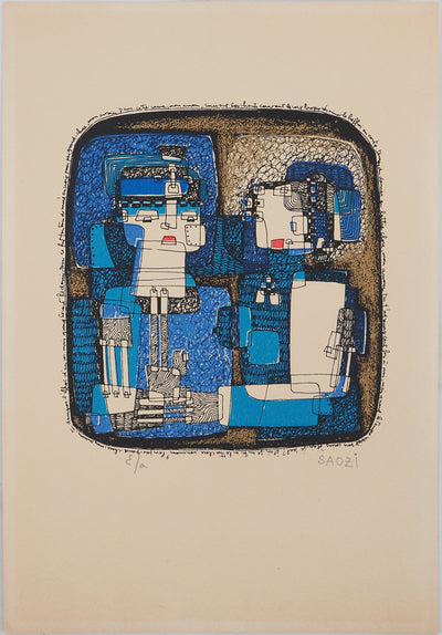 SAOZI : Robots amoureux, Sérigraphie originale (vue générale) - Crédit photo : Galerie Art.Paris