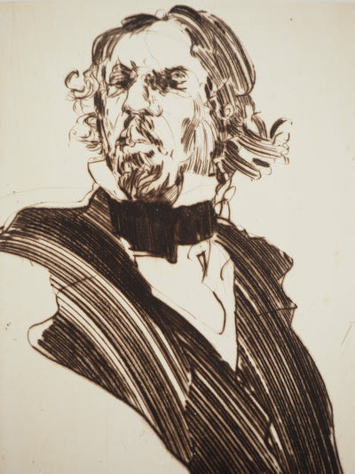 Claude WEISBUCH : Portrait d'Eugène Delacroix, Gravure originale (photo de détail 4) - Crédit photo : Galerie Art.Paris