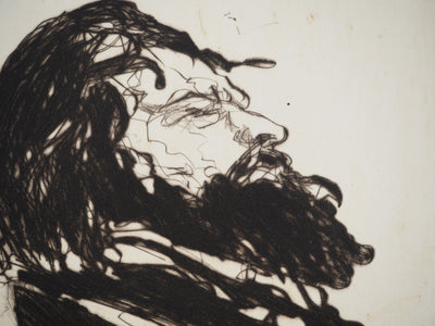 Claude WEISBUCH : Portrait d'homme endormi, Gravure originale (photo de détail 4) - Crédit photo : Galerie Art.Paris
