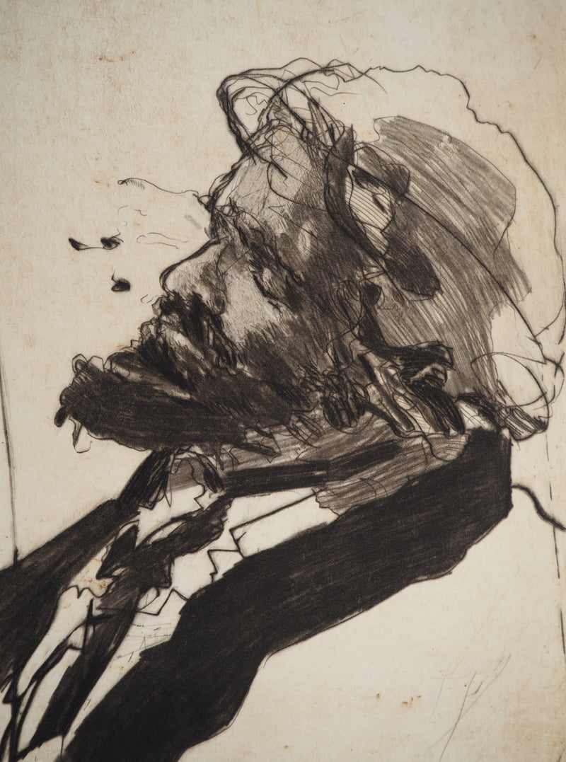 Claude WEISBUCH : Jules Vallès pensif, Gravure originale (photo de détail 3) - Crédit photo : Galerie Art.Paris