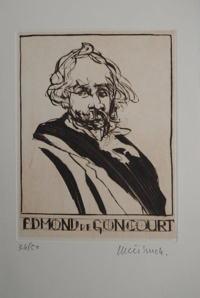 Claude WEISBUCH : Portrait d'Edmond de Goncourt, Gravure originale (vue générale) - Crédit photo : Galerie Art.Paris