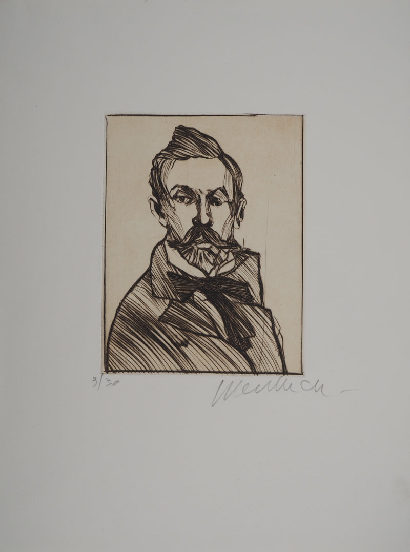 Claude WEISBUCH : Homme à la moustache, Gravure originale (vue générale) - Crédit photo : Galerie Art.Paris