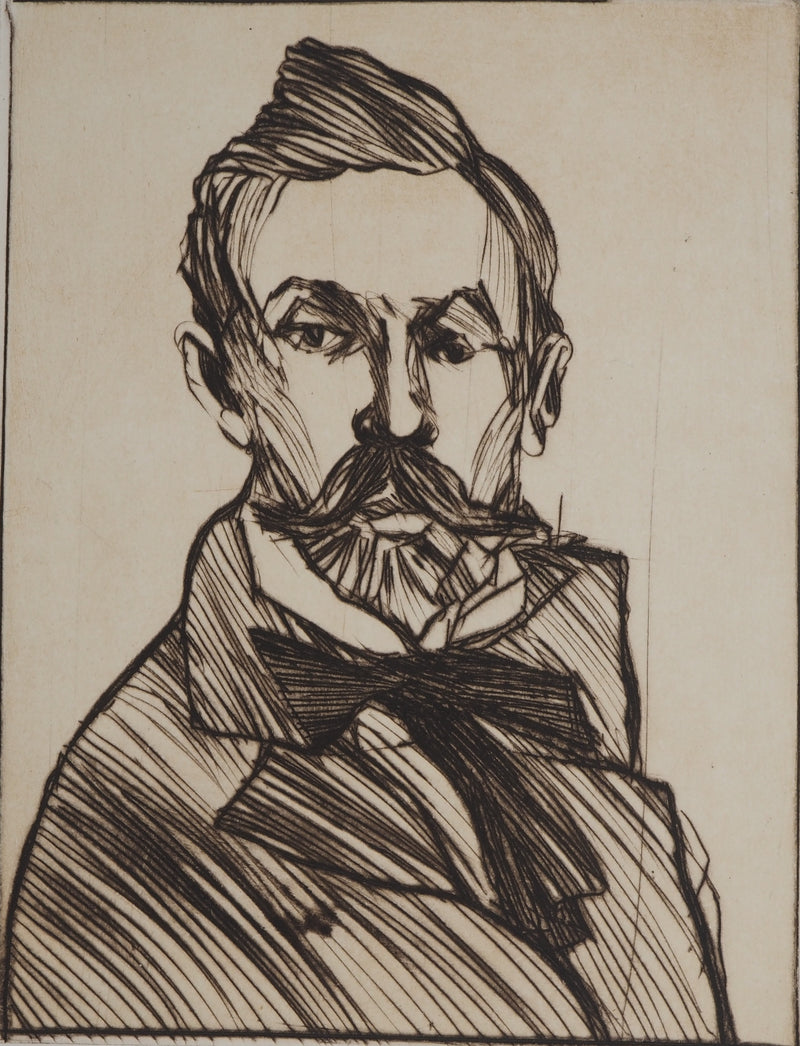 Claude WEISBUCH : Homme à la moustache, Gravure originale (photo de détail 3) - Crédit photo : Galerie Art.Paris