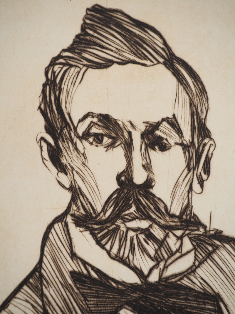 Claude WEISBUCH : Homme à la moustache, Gravure originale (photo de détail 4) - Crédit photo : Galerie Art.Paris
