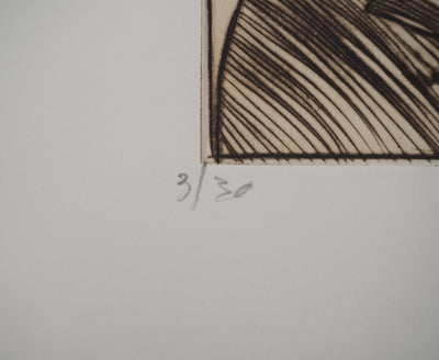 Claude WEISBUCH : Homme à la moustache, Gravure originale (photo de détail 5) - Crédit photo : Galerie Art.Paris