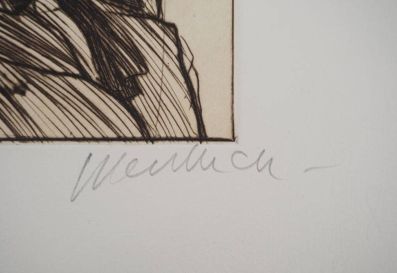Claude WEISBUCH : Homme à la moustache, Gravure originale (photo de détail 2) - Crédit photo : Galerie Art.Paris