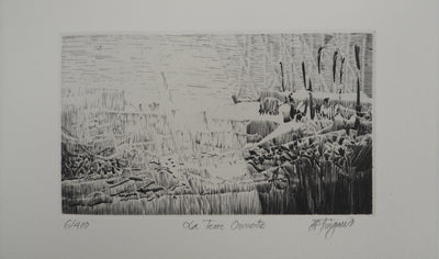 Jean-Pierre TINGAUD : La terre ouverte II, Gravure originale (photo de détail 2) - Crédit photo : Galerie Art.Paris
